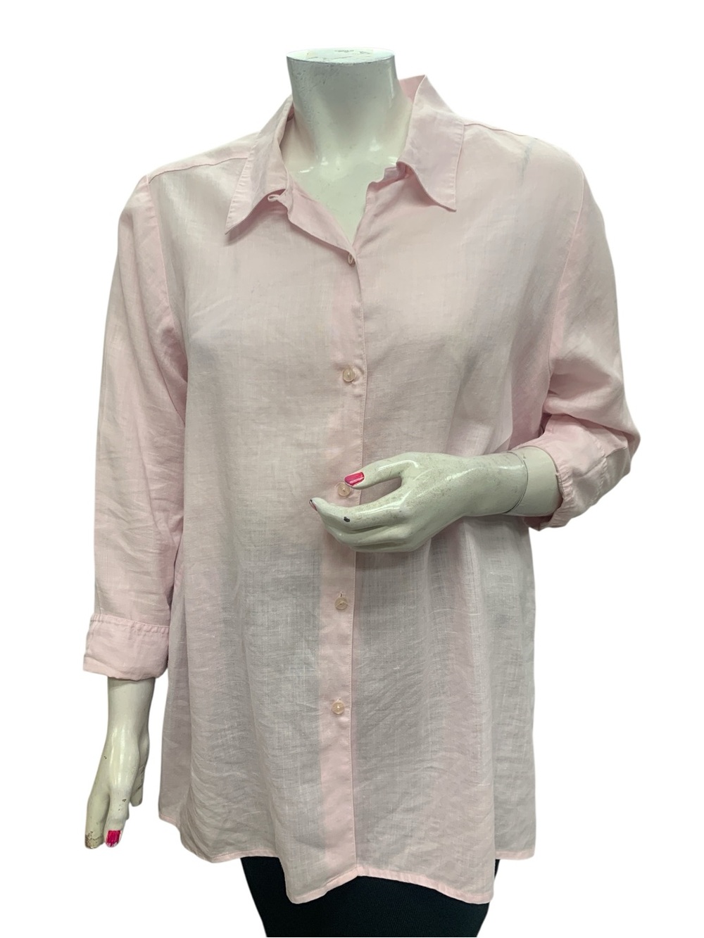 Addition Elle 100%linen Light Pink Button-Down Shirt Size 2X